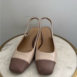 Ann Taylor Cream and Brown Heels
